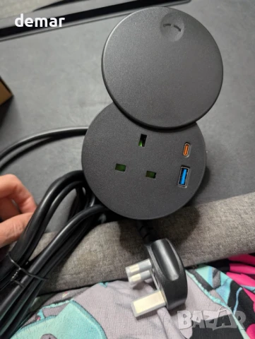 Вграден настолен контакт с капак, USB-C PD 20W,USB-A и USB-C,2 м кабел, снимка 8 - Друга електроника - 50911626