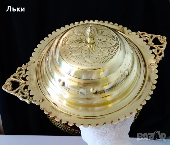 Персийски бронзов съд за сервиране с капак,разкошни дръжки. , снимка 9 - Антикварни и старинни предмети - 51635927