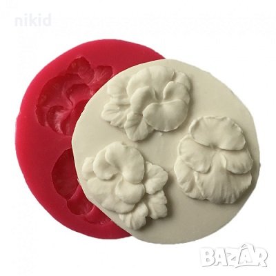 3 теменужки теменужка теменуга цветя силиконов молд форма фондан шоколад гипс декор