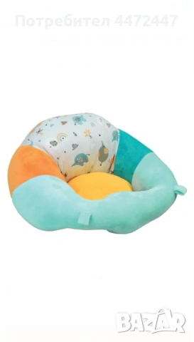 Цветно плюшено кресло за бебета Ludomix®, мек и удобен стол, с облегалка и подлакътници, идеален за 