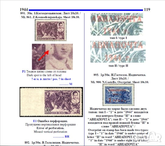 Пощенски марки на СССР- 5 Специализирани каталога на грешки в печатните плочи ,принтиране и други , снимка 2 - Филателия - 52335876