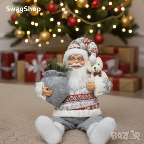 Голям Дядо Коледа с торба и мече - Атмосфера, уют и празничен стил, снимка 2 - Декорация за дома - 52870663