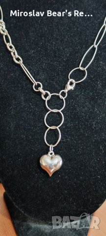 Сребърно колие - сърце , снимка 2 - Колиета, медальони, синджири - 38941279
