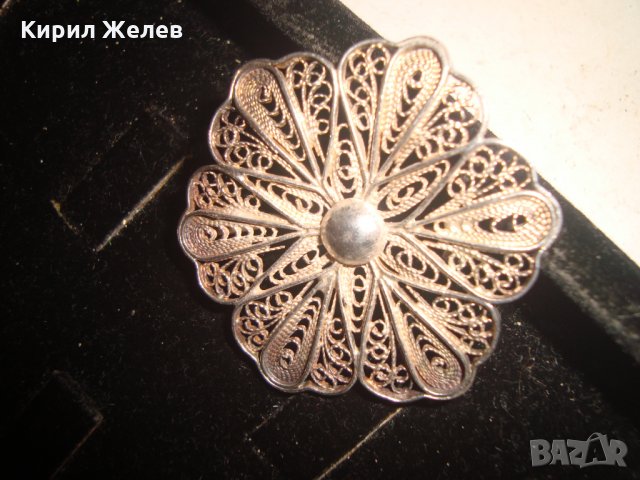 АРТ-ДЕКО СРЕБЪРНА ВИНТИДЖ ФИЛИГРАННА БРОШКА - ЦВЕТЕ РЪЧНА ИЗРАБОТКА 17077, снимка 10 - Антикварни и старинни предмети - 31196249