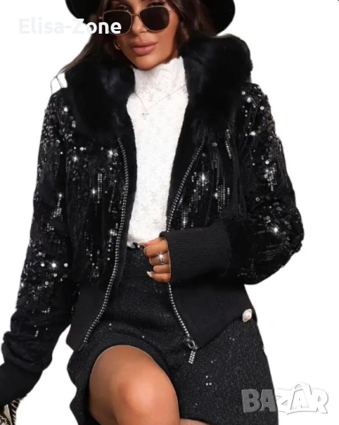 Елегантен дамски жакет с пайети