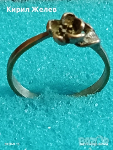 Винтидж сребърен пръстен с флорален мотив майстоска ръчна изработка 30070, снимка 11 - Пръстени - 52685892