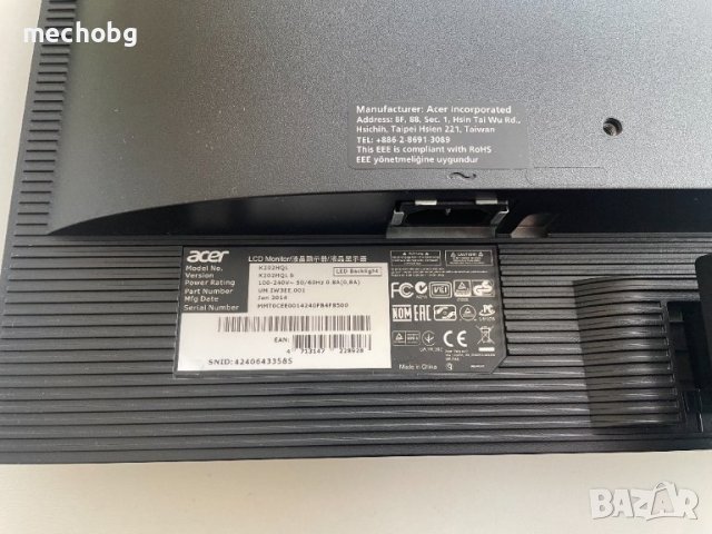 Монитор ACER K202HQL 19.5 " инча, снимка 3 - Монитори - 39351051