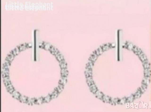 Сребърни обеци Пандора с кристали,white колекция"Curcles"/нови