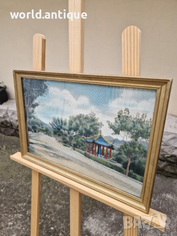 Чудесна антикварна китайска картина коприна автор , снимка 7 - Картини - 52019957