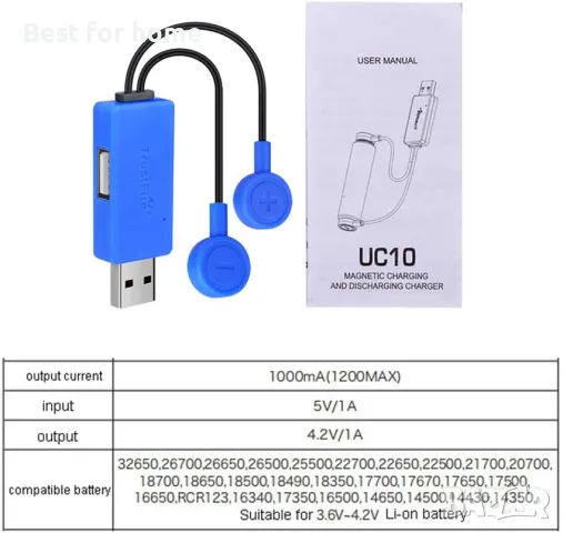 Магнитно USB зарядно за литиево-йонна батерия и мобилен телефон, снимка 2 - Безжични зарядни - 49920751