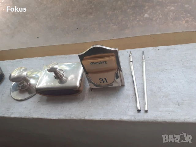 Уникален сребърен английски комплект за писалище писалка, снимка 5 - Антикварни и старинни предмети - 51276428