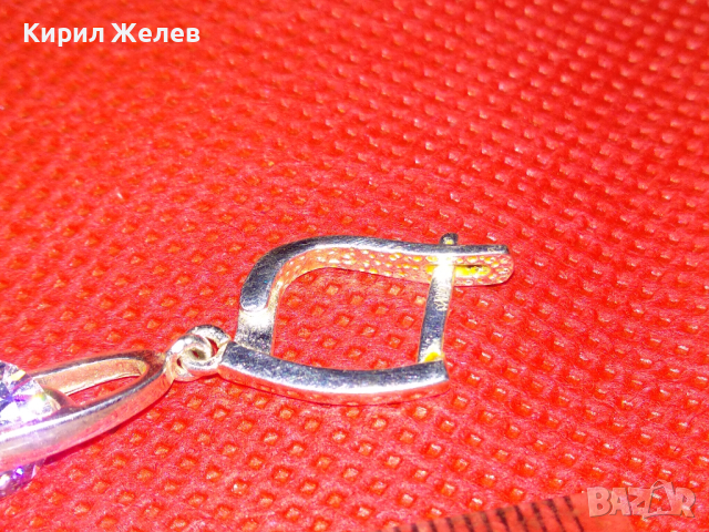 СКЪПОЦЕННА СРЕБЪРНА ОБЕЦА РОДИРАНО СРЕБРО 925 с ВЪРТЯЩ се ЮВЕЛИРНО ФАСЕТИРАН ИСКРЯЩ ЦИРКОН 43327, снимка 13 - Обеци - 44612571