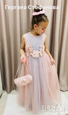 Стилна дълга рокля с чанта Размери -9г.10г.11г. Цена -75 лв, снимка 3 - Детски рокли и поли - 40587236