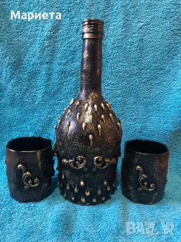 Бутилки декорирани, снимка 6 - Ръчно изработени сувенири - 33848909