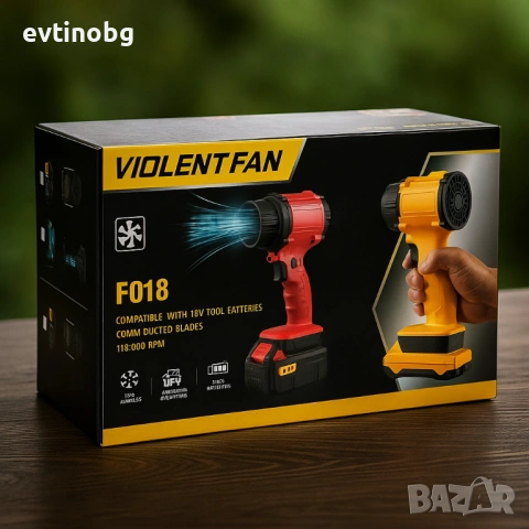 Мощен акумулаторен вентилатор Violent Fan F018 – 110,000 RPM сила за охлаждане и продухване, снимка 4 - Други стоки за дома - 53896264