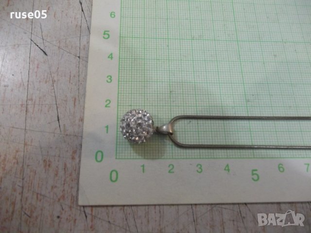 Висулка "Топче" с камъни със синджир сребърни - 7,12 гр., снимка 2 - Бижутерийни комплекти - 30236374