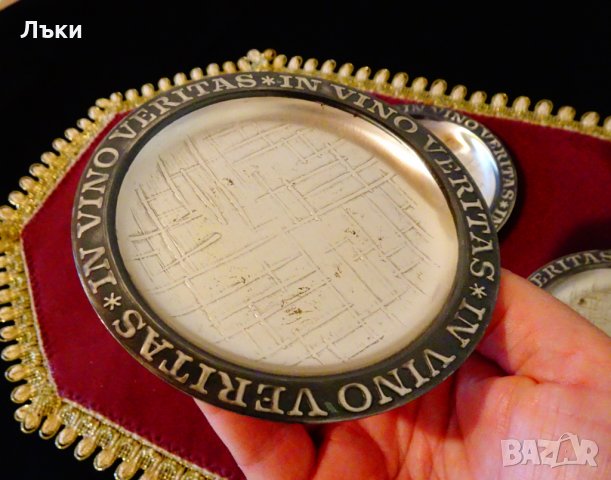 In Vino Veritas,посребрена чиния,подложка. , снимка 2 - Антикварни и старинни предмети - 30102544