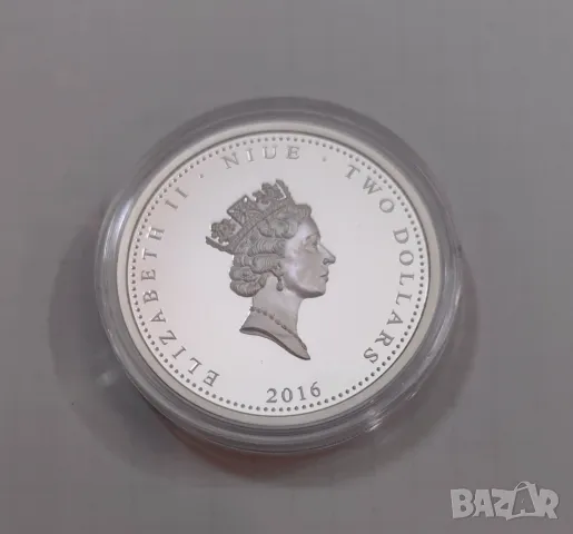 Герб на София -Сребърна монета с частично златно покритие  2 долара Ниуе, снимка 2 - Нумизматика и бонистика - 47939901
