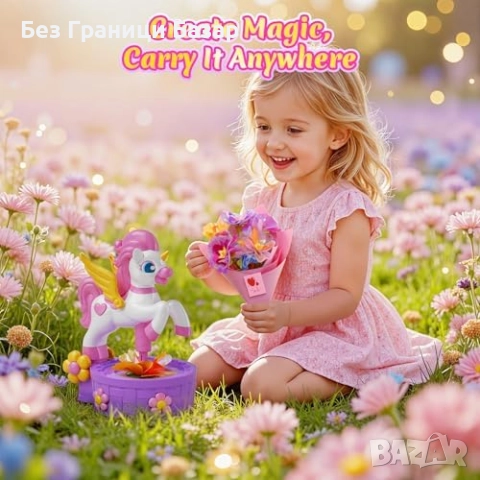 Нов Арт комплект еднорог с цветя и ваза креативна игра за деца играчка, снимка 4 - Образователни игри - 52742433
