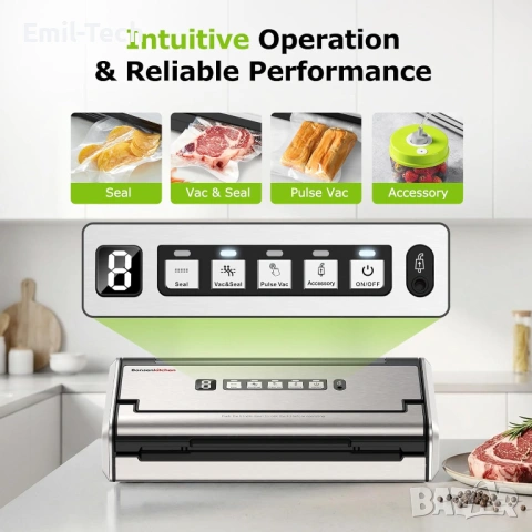 Вакуум машина за храна Bonenkitchen – неръждаема стомана, 5 функции, нова, снимка 3 - Други - 54045333