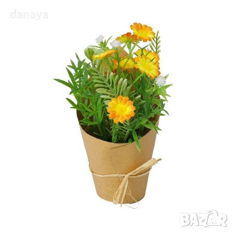 6537 Изкуствени цветя в саксия Маргаритки, 15 см, снимка 3 - Изкуствени цветя - 53994376