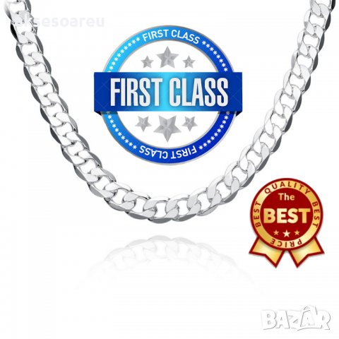 Посребрен сребърен ланец 4 мм плетка панцер бижу верига мода синджир бижутерия Благородна твърда сто, снимка 13 - Колиета, медальони, синджири - 38360336