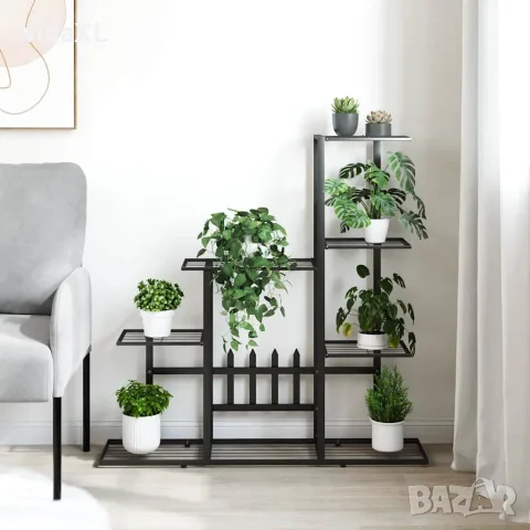 vidaXL Цветарник, 94,5x25x88 см, черен, метал, снимка 3 - Саксии и кашпи - 56147080