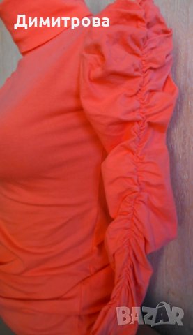 Ефектна блузка в коралов цвят, снимка 3 - Блузи с дълъг ръкав и пуловери - 31057911