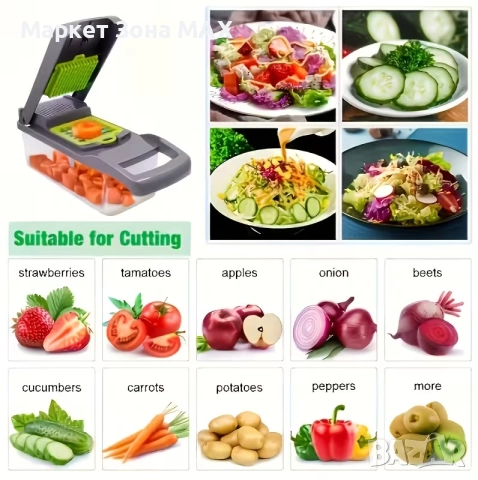 16-в-1 Прецизен Многофункционален Кухненски Чопър с Контейнер и Ножове, снимка 3 - Чопъри и пасатори - 52891042