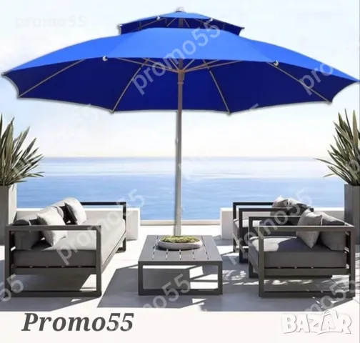 Чадър за плаж и градина - 220см. с двоен покрив за стабилност при вятър, снимка 8 - Градински мебели, декорация  - 49657228