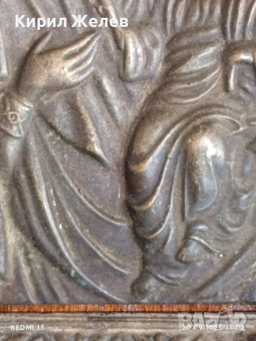 Икона Света Богородица с младенеца Исус Христос дърво с меден обков 35931, снимка 6 - Икони - 51777115