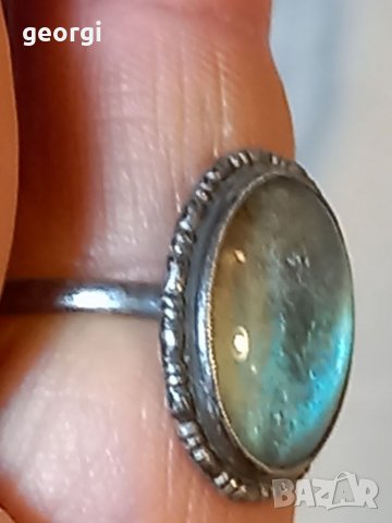 Стар английски сребърен пръстен с естествен камък , снимка 10 - Пръстени - 38107036
