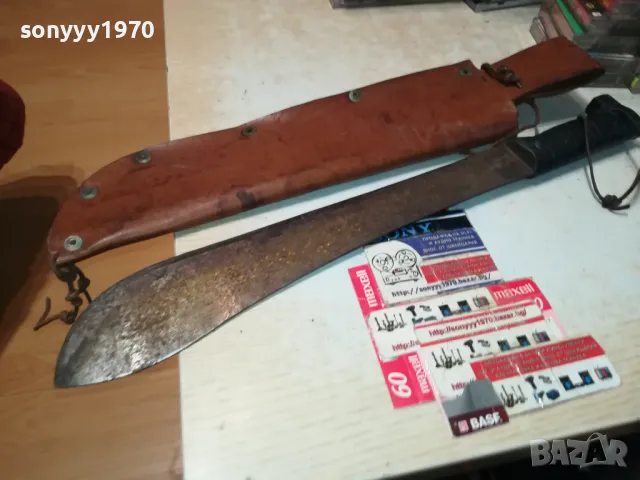 СТАР НОЖ-50СМ МАЧЕТЕ С КОЖЕНА НОЖНИЦА 1305251958LCHERY, снимка 7 - Антикварни и старинни предмети - 50276004