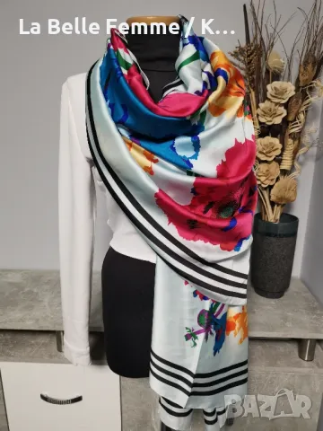 Дамски шалове от 100 % коприна , снимка 6 - Шалове - 49119593