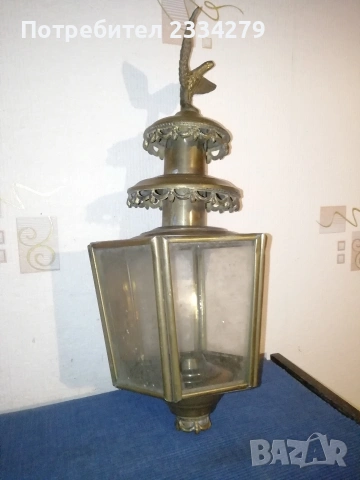 Античен каретен (файтонов/калясков) фенер или лампа изработен от месинг. , снимка 5 - Антикварни и старинни предмети - 53213270