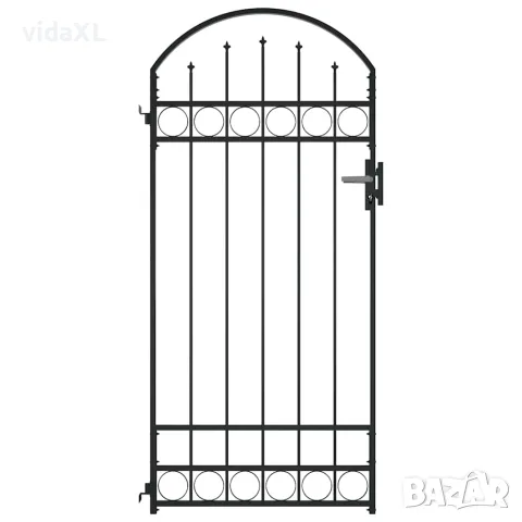 vidaXL Оградна порта ASSEN с арковиден връх, стомана, 89x200 см, черна, снимка 1 - Огради и мрежи - 56146120