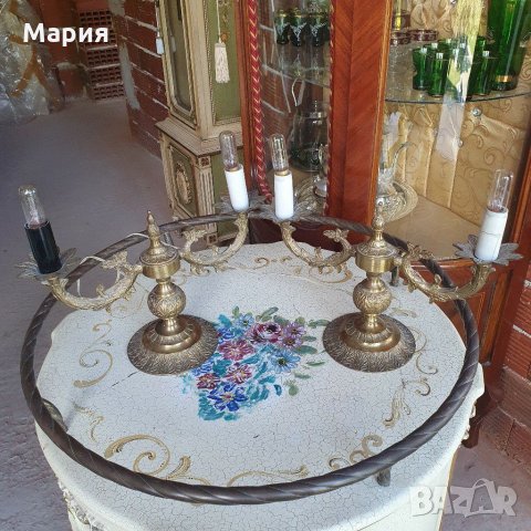 Чифт бронзови лампи 085, снимка 1 - Антикварни и старинни предмети - 29436469