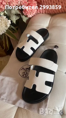 HERMES CHYPRE sandals 36-38.5 сандали ЕРМЕС бели, снимка 3 - Чехли - 55740466