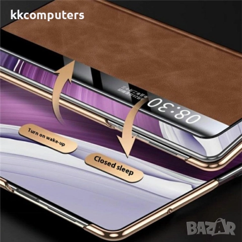 Huawei Mate X6 Кожен Калъф с Интелигентен Прозорец и Скрийн Протектор – Черен, Кафяв, Сив, снимка 8 - Калъфи, кейсове - 51955227