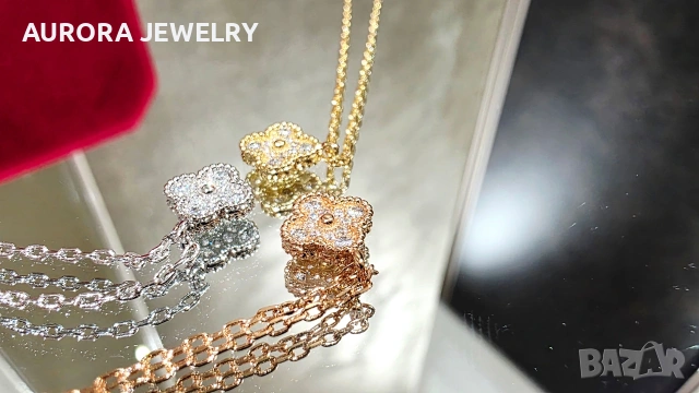 Van Cleef & Arpels VCA Gold Diamond Sweet Alhambra Clover Дамско Колие, снимка 6 - Колиета, медальони, синджири - 53918505