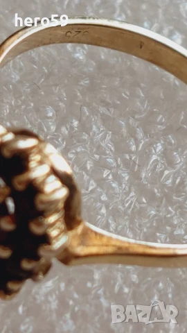 Дамски позлатен пръстен с гранати, материал сребро 925., снимка 8 - Пръстени - 51221571