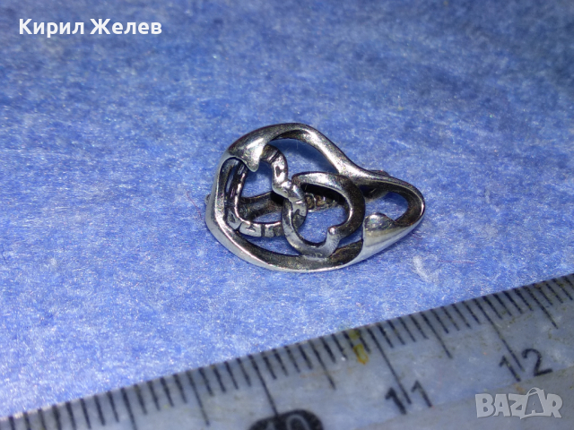 ДВЕ СЪРЦА в ЕДНО Ажурна СРЕБЪРНА ОБЕЦА СРЕБРО 925 АНГЛИЯ с БЯЛА ПОЗЛАТА 43316, снимка 4 - Обеци - 44692758