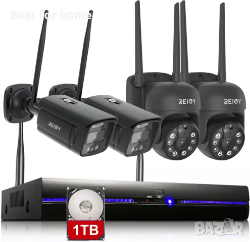 Пълен комплект за видеонаблюдение от REIGY 3MP WIFI P2P с 1TB