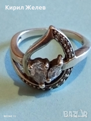 Романтичен сребърен пръстен с Мойсанит ювелирна изработка 52829, снимка 7 - Пръстени - 52933893