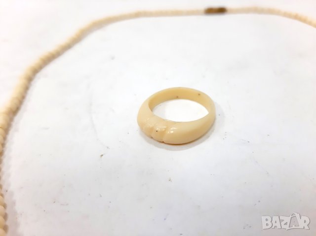 Комплект колие / огърлица и пръстен от слонова кост(6.3), снимка 3 - Бижутерийни комплекти - 37273941