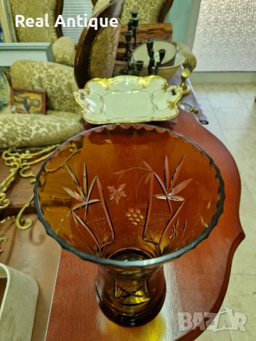 Прекрасна антикварна колекционерска кристална ваза Бохемия Bochemia , снимка 4 - Вази - 50821426