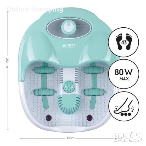 Масажна вана за крака FIRST с вибрация и балонен масаж, снимка 3 - Други - 53375497