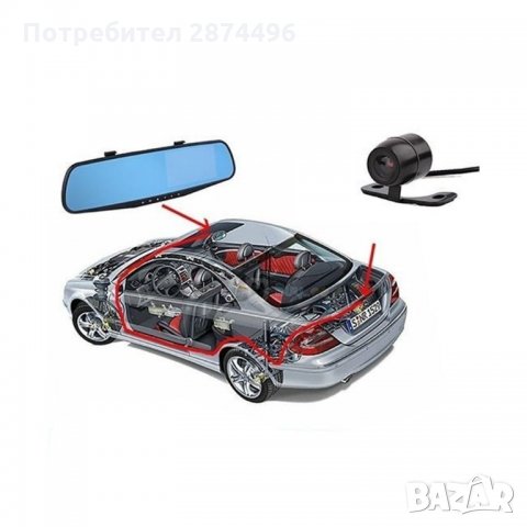 К95 Видеорегистратор огледало с допълнителна камера за задно виждане, снимка 7 - Аксесоари и консумативи - 34556253