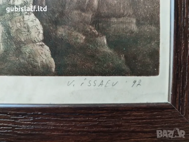 Картина, графика,"Скалите при Лакатник", худ. В. Исаев,1992, снимка 5 - Картини - 48685416