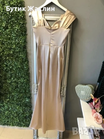 Дълга сатенена рокля , снимка 2 - Рокли - 52286062